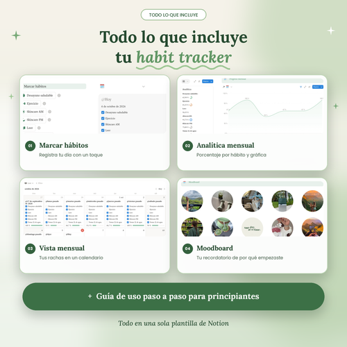Habit tracker para notion + guia de uso para principiantes.